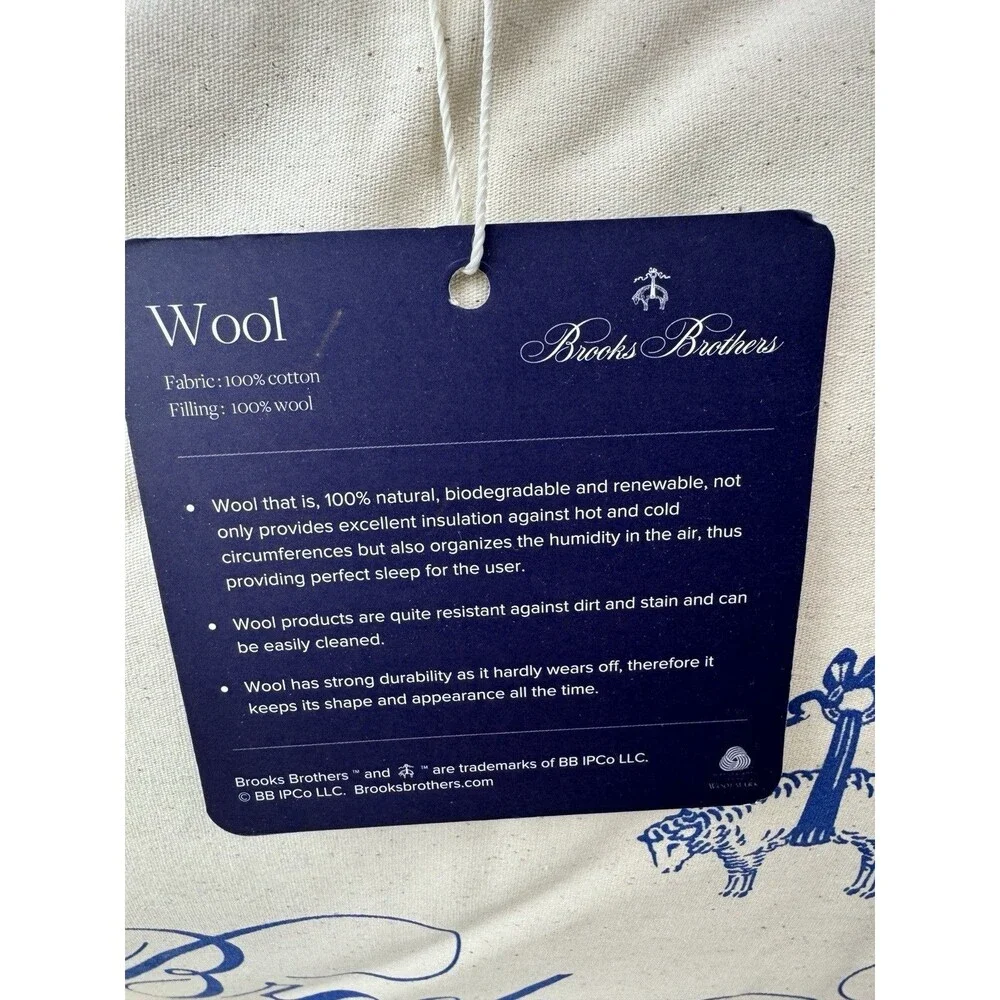Brooks Brothers Set Of 2 Queen 100% Wool Pillows NWT $440
